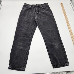 Forever 21 High Waisted Straight Leg Button Fly Jeans Faded Black Size 25